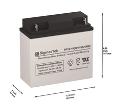 SigmasTek Replacement Battery For Power Sonic PS-12180-NB Battery 12 V 18 AH