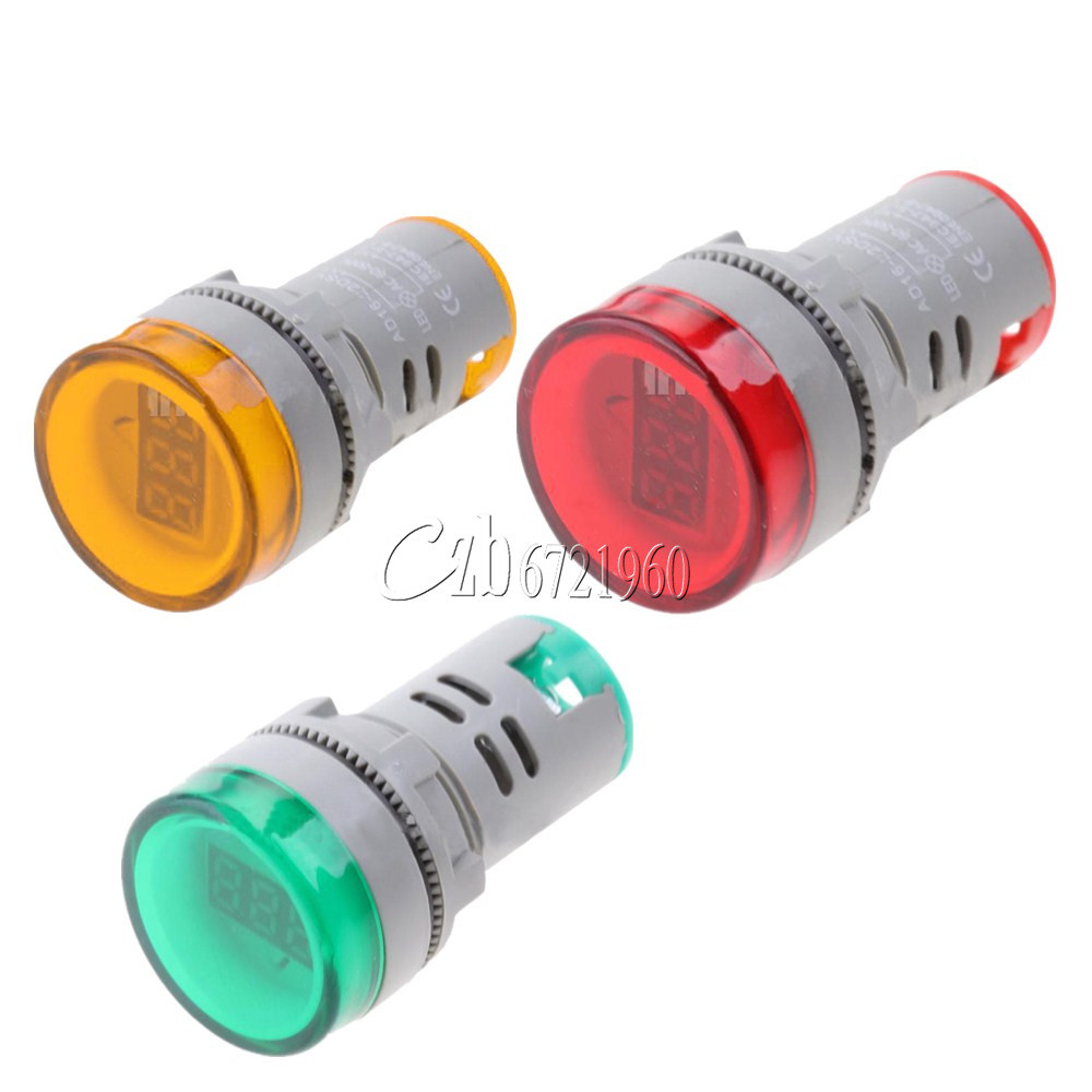 BOBEINI 22mm Digital AC Voltmeter – LED Voltage Gauge Indicator For 60-500V (Red/White/Blue/Green/Yellow) - View #5