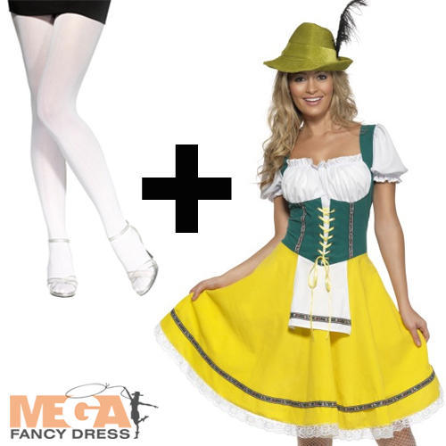 Bavarian Beer Maid Tights Ladies Fancy Dress Oktoberfest Womens