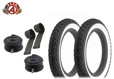 ALTA BICYCLE 12" 1/2" x 2 1/4" TIRES BLACK/WHITE COMP III W/ HEAVYDUTY TUBES.