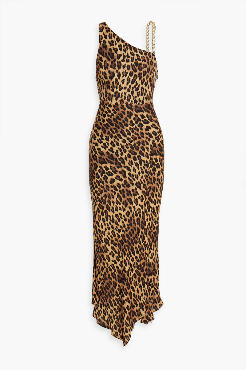 ALICE + OLIVIA Leopard Animal Print Gold Chain One Shoulder Harmony Dress 0  = XS | eBay