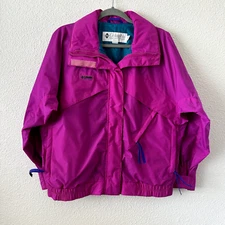 Vintage 90's Columbia Fuchsia Hot Pink Zip Up Windbreaker Jacket, Women's Size M