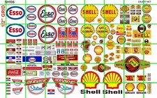 NH106 1/2 Set N SCALE GAS/OIL FILLING STATION SIGN MID LATE CENTURY MULTI ERA