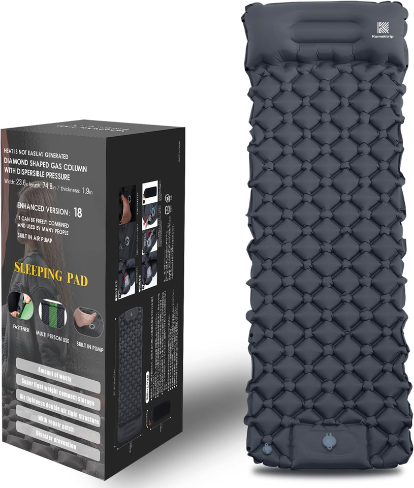 Sleeping Pad for Camping, Ultralight Camping Mat with BuiltIn Foot