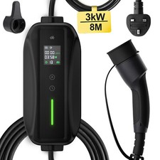 8M Type 2 EV Charging Cable 6-13A 3.5KW 3 Pin EV Charging UK Home Plug With Bag