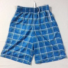 O'rageous Boys Youth Blue White Yellow Mesh Lined Swim Shorts Trunks XL 18/20