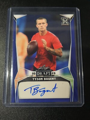 Tyson Bagent - Leaf Draft 2023 - Chicago Bears, Shepherd Rams - Blue - Auto - RC