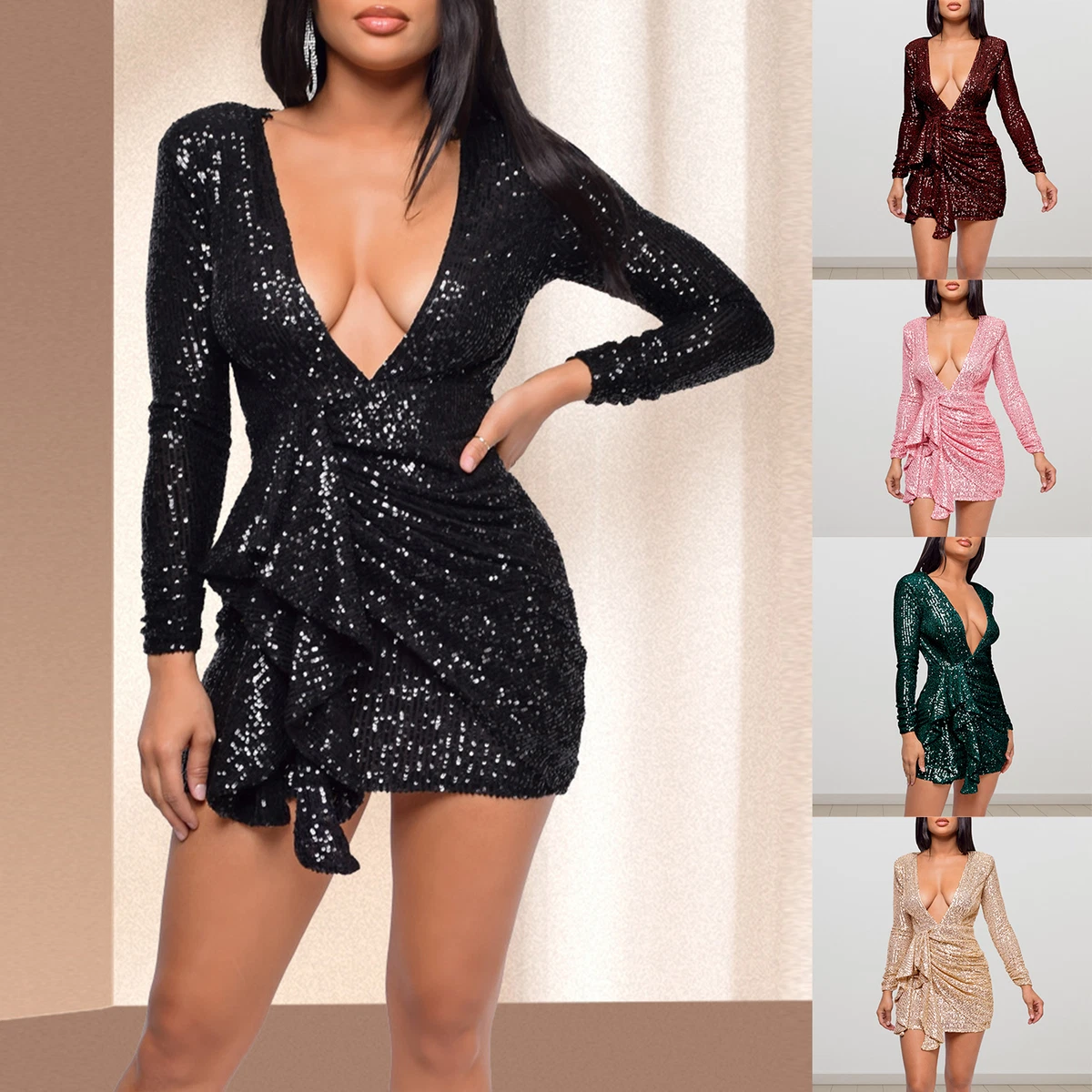 Deep v neck shop dress short