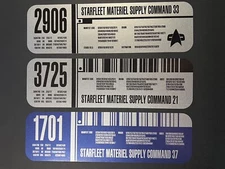 • STAR TREK • STARFLEET CONTAINER LABELS BLUE/BLACK/SILVER PROP REPLICAS • SET B