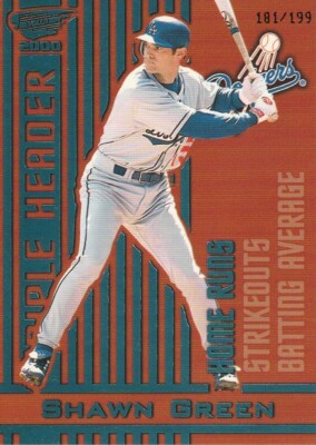 2000 Revolution Triple Header Platinum Blue #15 Shawn Green/199