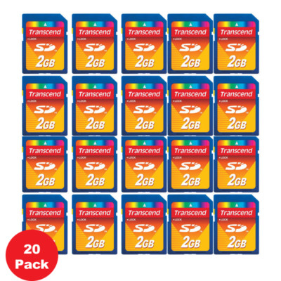 20 Pack Transcend Secure Digital SD 2GB 2 GB Memory Card for Older Cameras  