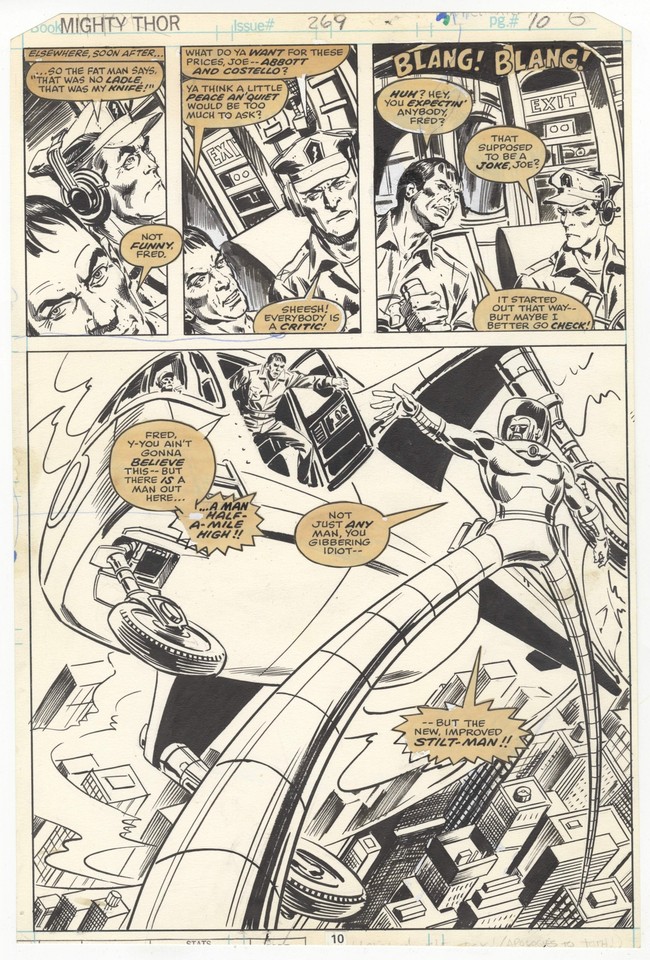Thor #269 Pg 10 Walt Simonson Original Comic Art Stilt Man Half Splash Comic Art