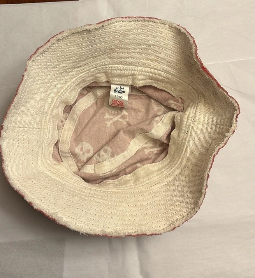 Sombrero cubo de algodón Mini Boden calaveras rojas niños talla 11-12 Foto 4 de 4