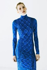 PREEN by Thornton Bregazzi Blue Bodycon Dress Long Sleeves size L