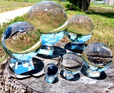 Clear Crystal Sphere K9 Ball 50-200mm with Crystal Stand Meditation Healing