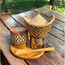 Set di vaporiera per riso adesiva, vaporiera con bordi spessi e coperchio dalla Thailandia