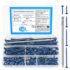 140Pcs Pocket Hole Screws, #8 Self Tapping Wood Screws, Square Drive Coarse Thre
