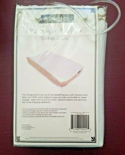 Ah Goo Baby 100% Cotton Changing Pad Cover, 16"x 32" Size, Bubbles In Cola - Picture 2 of 2