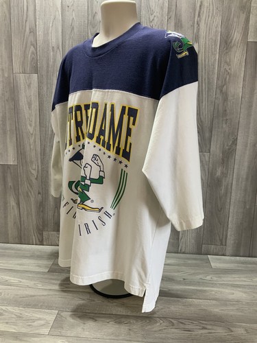 T-shirt vintage anni 90 noce moscata Notre Dame manica corta XL combattimento irlandese made USA - Foto 7 di 15