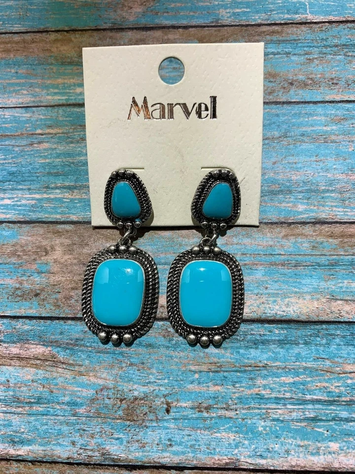 Imitación ~ Turquesa ~ Gota ~ Pendientes Foto 2 de 2