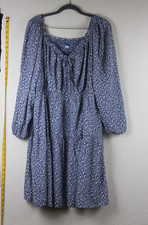 Old Navy Mini Swing Dress XXL 2XL Blue Floral Bloomcore Cottagecore Peasant Boho