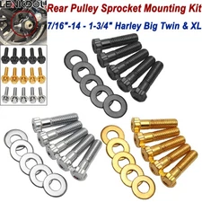 Steel Rear Pulley Sprocket Mounting Bolts For Harley Big Twin XL 7/16"-14x1 3/4"