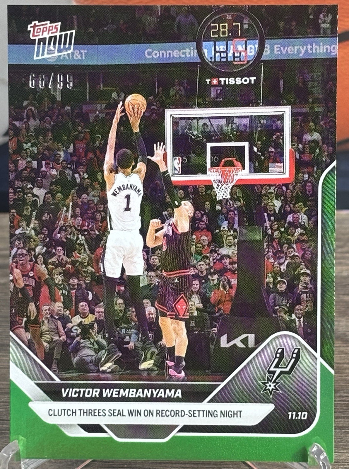 Victor Wembanyama - 2025-26 Topps NOW Green Foil Card # 49 SSP 68/99 Spurs NBA