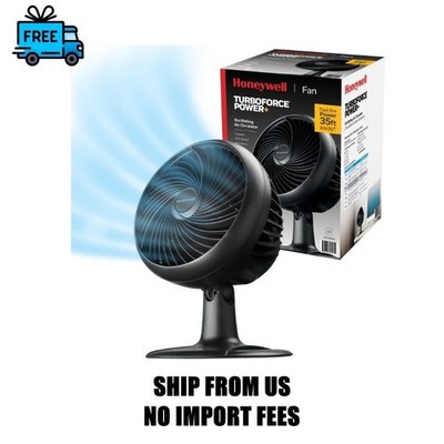 Honeywell 10'' Black Turbo Force Power Oscillating Table Fan, 35ft Air Circulatio