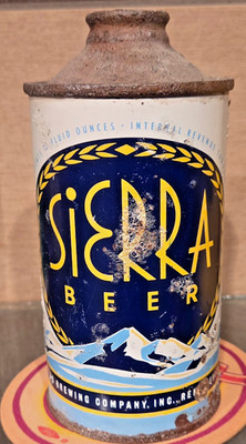1937 SIERRA LOW PROFILE IRTP CONE TOP BEER CAN RENO BRWG NEVADA IRTP CAP-SEALED