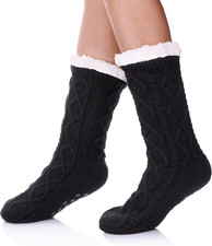 Women's Winter Super Soft Warm Cozy Fleece Lined Fuzzy Slipper Socks with Grippe