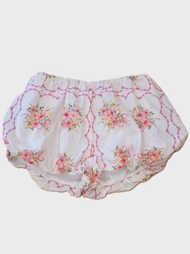 FOR LOVE & LEMONS PINK FLORAL PRINT BLOOMER SHORTS IN WHITE SIZE S
