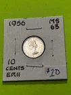 1956 Canadian 10c Dime .8 Silver Elizabeth II AG TRENDING AT $10