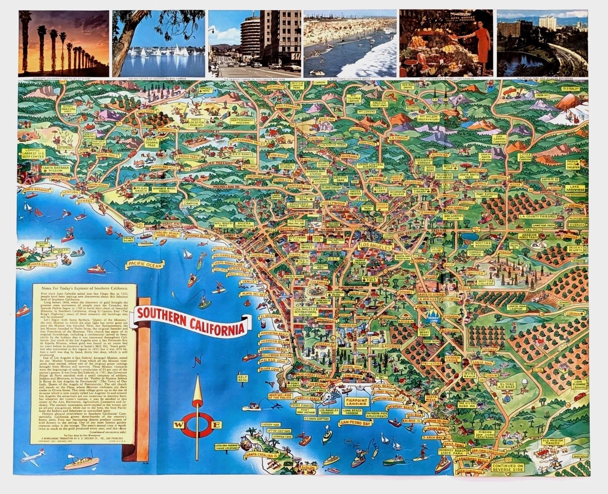Los Angeles Vintage Original Antique North America Maps & Atlases