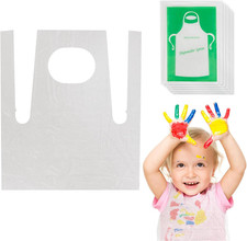 50 Plastic Disposable Aprons - 2.1ft/65cm Plastic Aprons Waterproof Disposable P