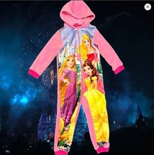 Girls Disney Princess  Frozen Elsa Anna Plush Jumpsuit Pajamas