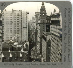 Up Broadway From Bowling Green, New York City-Keystone Ed. Set Stereoview #30
