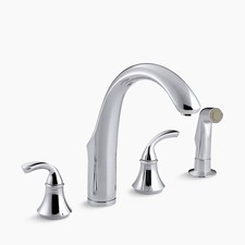 KOHLER K-10445-CP Fort  Two-handle kitchen sink faucet with side sprayer, Chrome