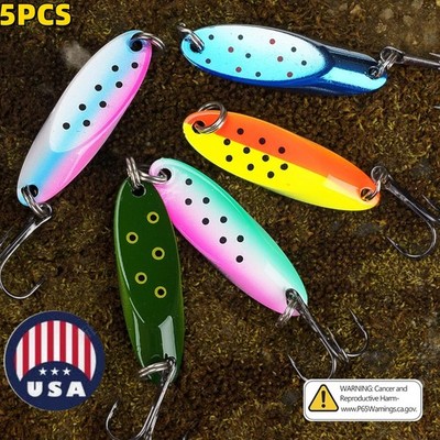 5pcs colors Fishing Lures Metal Spinner Bait Bass Tackle Crankbait Spoon Trout