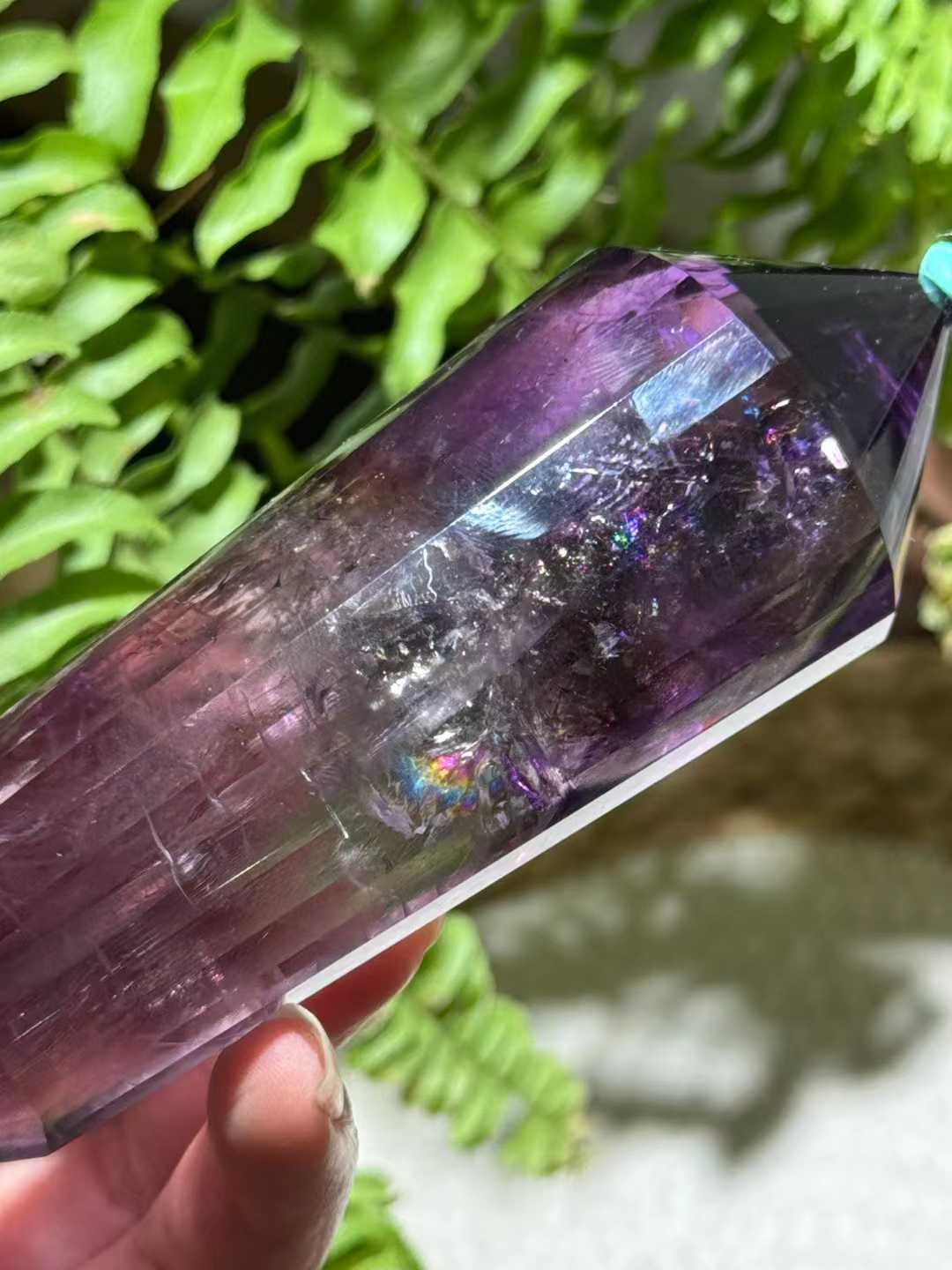 132mm Natural Amethyst Quartz Double Point Crystal Energy Reiki Decor