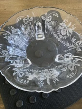 Hersey Glass "Orchid" Small Footed Dish