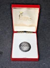 Vintage Emmons jewlery Box with Silver Colored Dome Costume Jewelry Broach