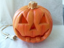 Halloween Pumpkin Jack O Lantern Lights Up  10" TALL PLASTIC 