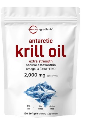 Micro Ingredients Antarctic Krill Oil Supplement 2,000mg Per Serving 120Softgels