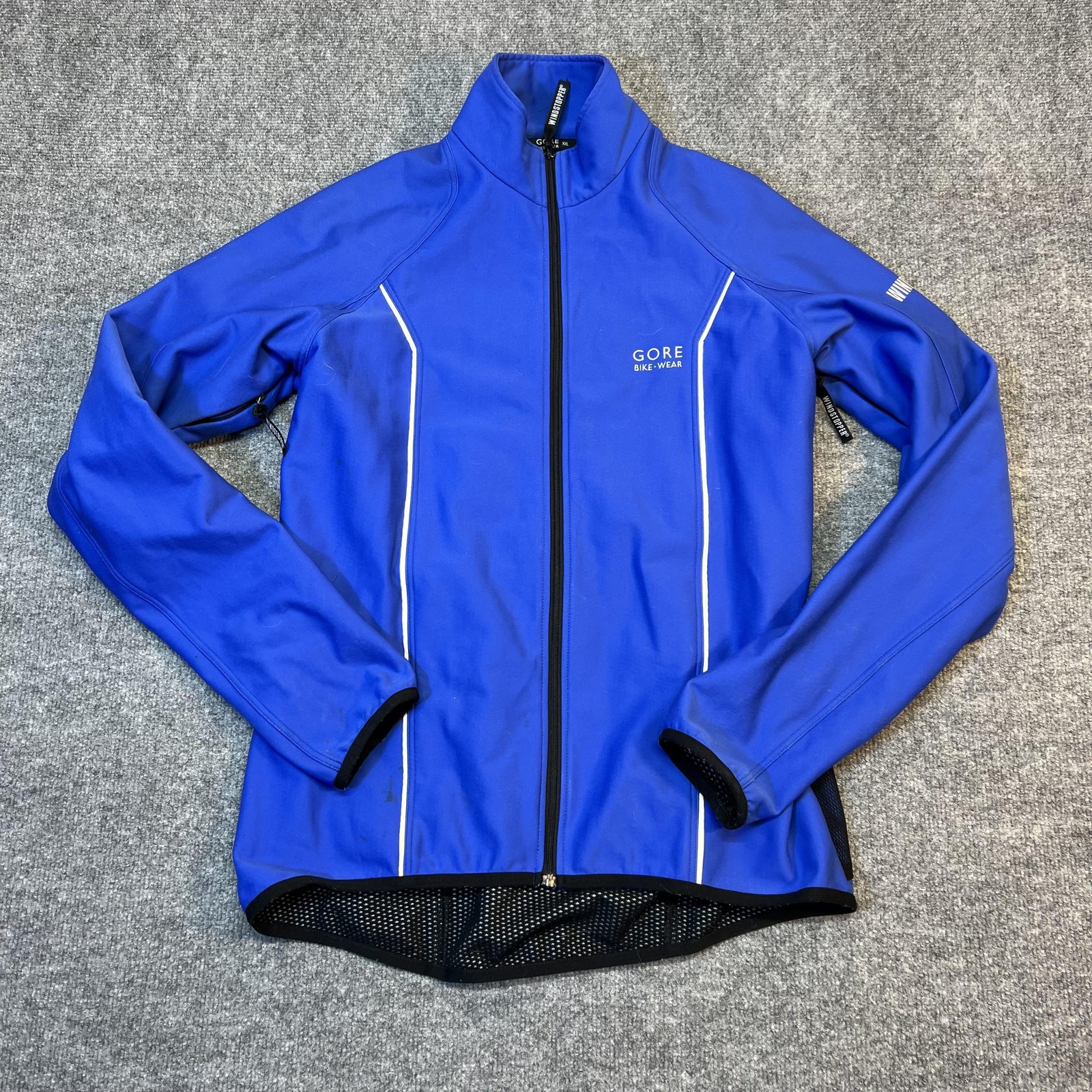 GORE Bike Wear Jacket Mens 2XL Blue Windstopper Softshell Full Zip Cycling