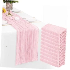 Cheesecloth Table Runner Gauze Rustic Sheer 35 x 70 inch 10 Pack Light Pink