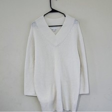 Top Shop Cream V-neck Sweater Womens Fall Dresses Long Sleeve Sweater Dress