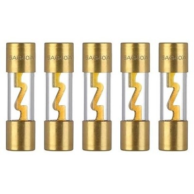 40A AGU Fuse 40 Amp Gold Plated Glass Inline Automobile Audo Fuses Style: 40A