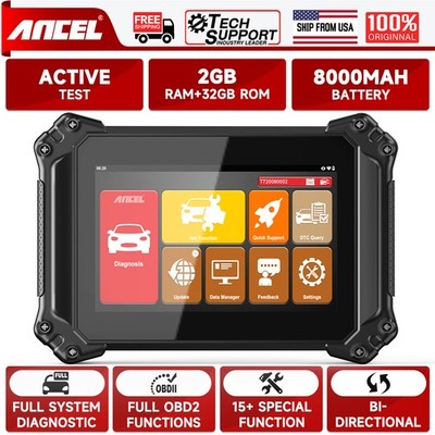 Ancel Auto Code Reader Obdii Scanner OBD2 Diagnostic Scan Tool 8'' Bidirectional