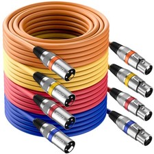 XLR Cables 25 ft 4 Pack, 3-Pin XLR Microphone Male to Female Cable, Compatibl...