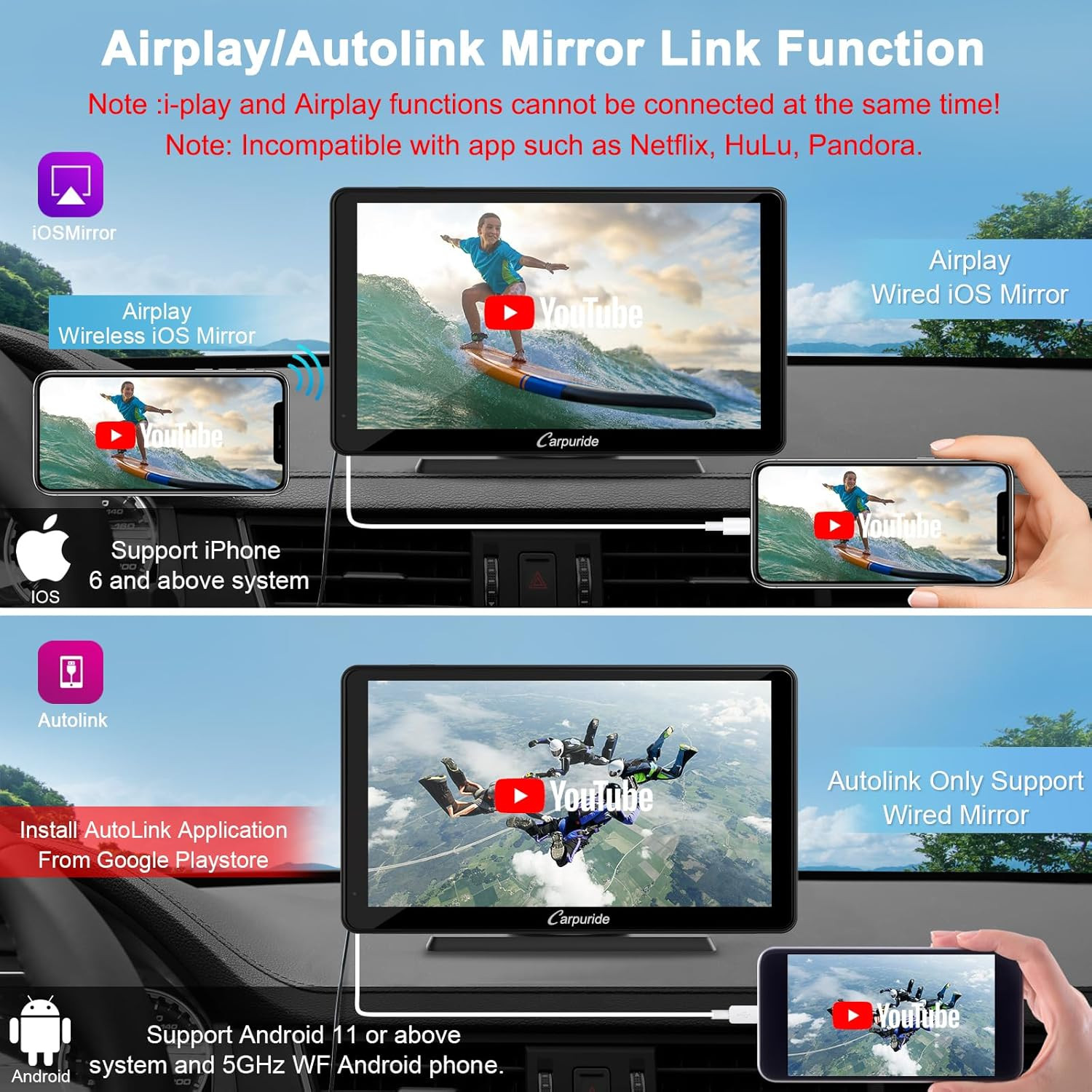C3 Smart Screen Auto 7" HD Touchscreen CarPlay Android Auto Wireless - 4